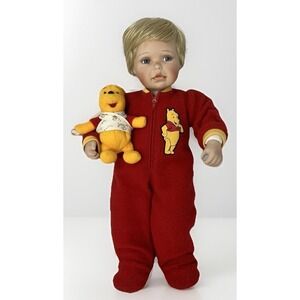 Winnie The Pooh Ashton Drake Cindy McClure Baby Doll w Plush Bear Disney EUC 15"